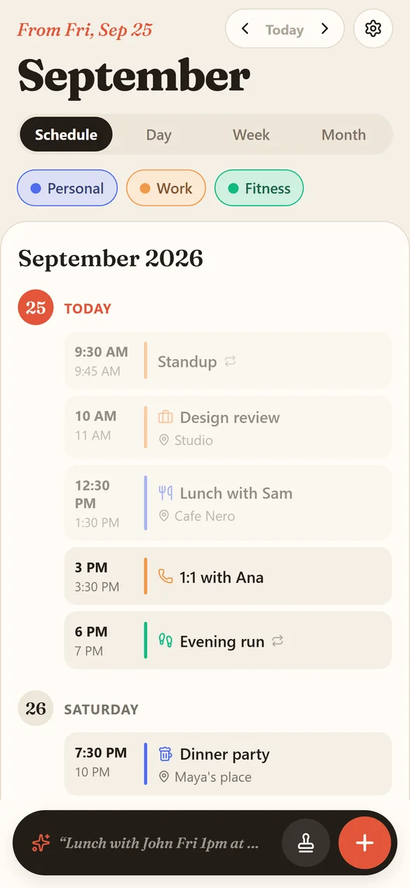 Schedule view
